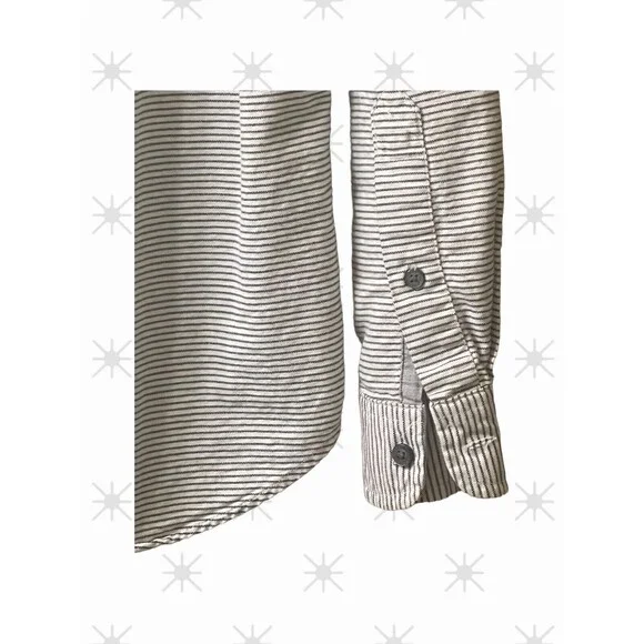 American Eagle Slim Fit White w/ Black Stripes Button-Front L/S Shirt S/P VGC - Picture 6 of 12